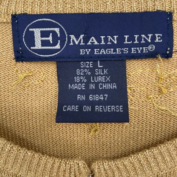 Main Line By Eagles Eye Silk Blend Beaded Mistletoe Cardigan Sweater NWT Gold - Picture 2 of 10